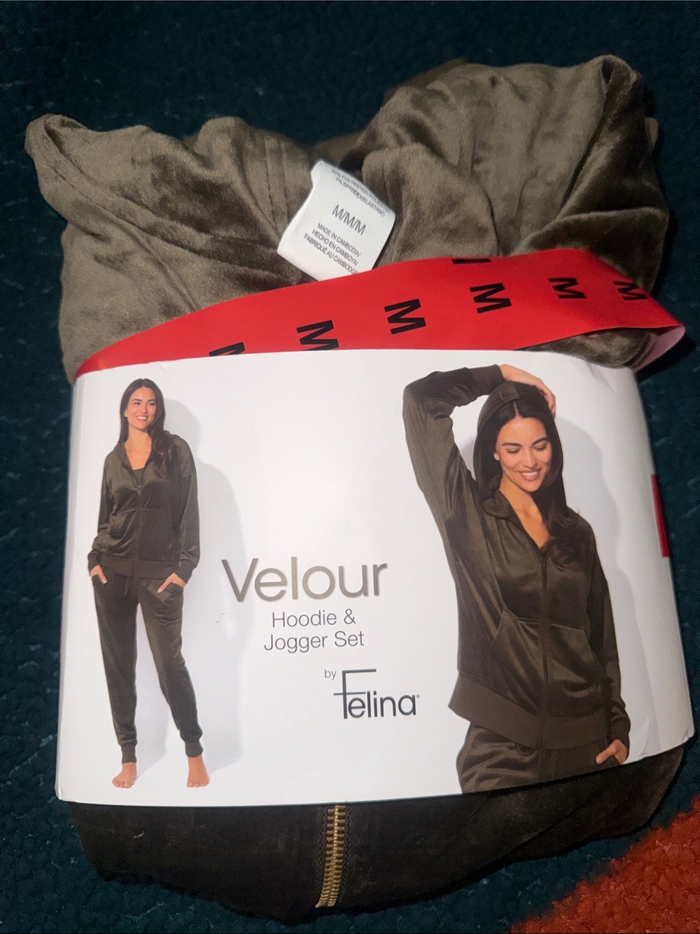 Felina Velour Hoodie & Jogger Set - Olive Green
